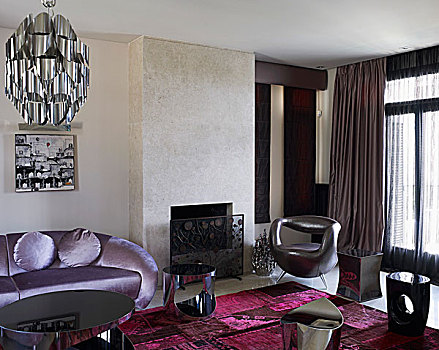 客厅,20世纪80年代,风格,凉,闪闪发光,材质,鲜明,紫色,种族,地毯