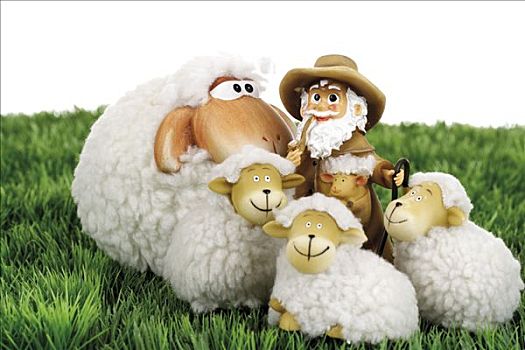 牧羊人,绵羊,草地