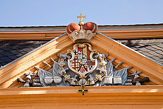盾徽,山墙,城堡,建筑,北莱茵-威斯特伐利亚,德国,欧洲