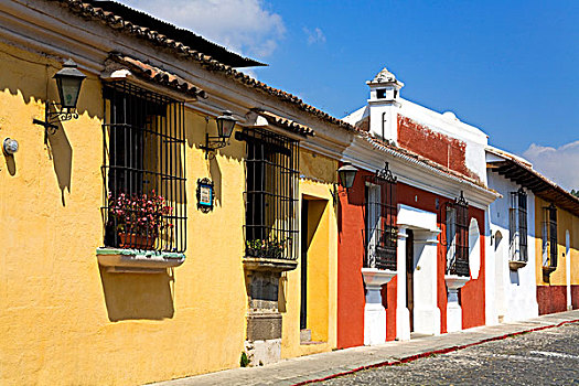 安提瓜岛,危地马拉,中美洲,殖民建筑,街景