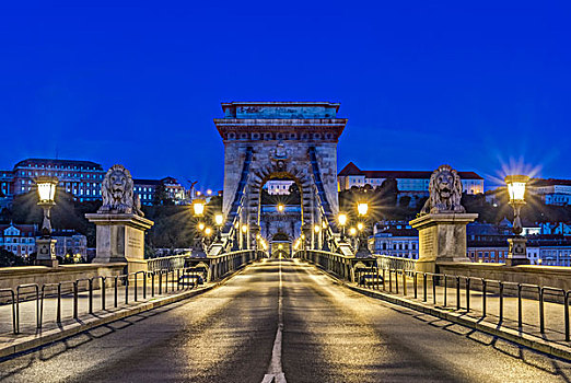 匈牙利,布达佩斯,链索桥,黎明,大幅,尺寸