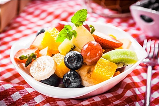 彩色,碗,热带水果,沙拉