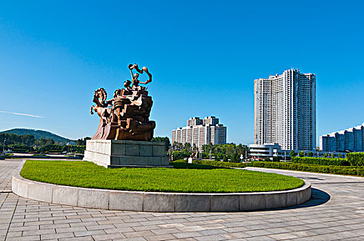 马,雕塑,宫殿,平壤,朝鲜