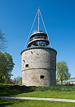 暸望,塔,角塔,城堡,建造,1999年,爱尔福特,图林根州,德国,欧洲