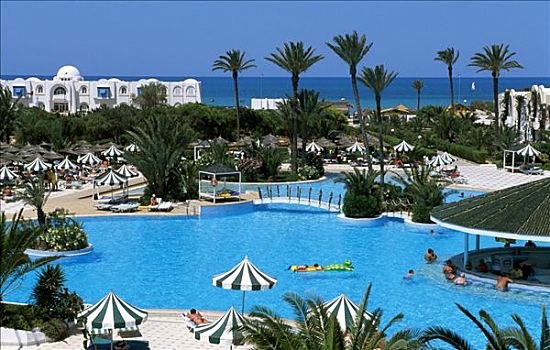游泳池,假日,海滩,酒店,突尼斯,非洲