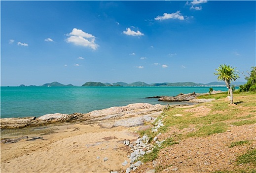 热带沙滩,石头,岸边,泰国