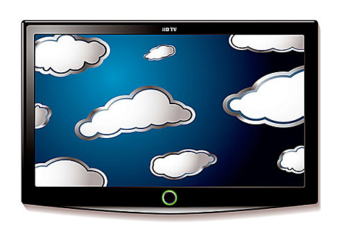 现代,液晶显示屏,电视,宽屏显示器,蓝天,云