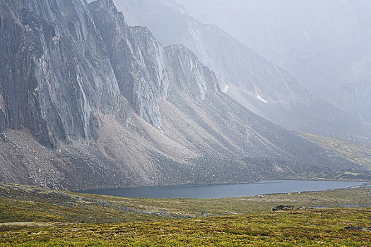 湖,墓碑,山脉,奥基尔维山,墓石地区公园,育空,加拿大