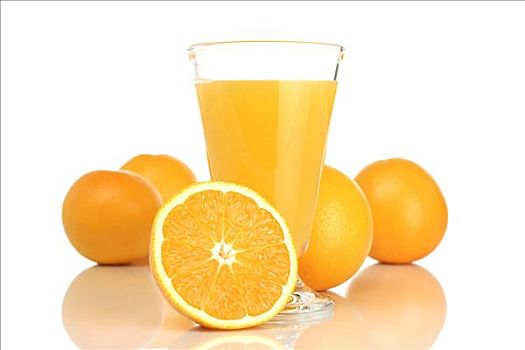 橙汁,玻璃杯,橘子