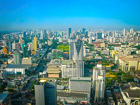 全景,曼谷,城市,靠近,道路,泰国