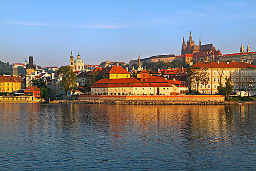 晨景,布拉格城堡,伏尔塔瓦河,布拉格,捷克共和国