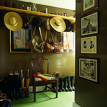 收集,帽子,包,墙壁,钩,后备箱,房间,装饰,框架