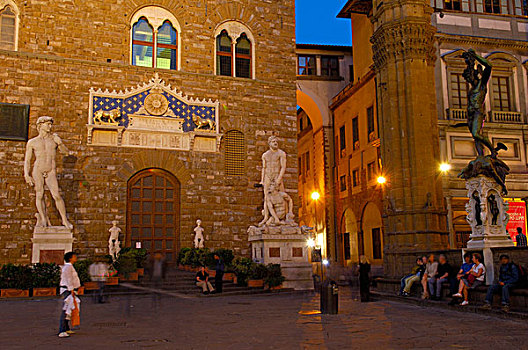 雕塑,大卫像,米开朗基罗,市政广场,佛罗伦萨,托斯卡纳,意大利,欧洲