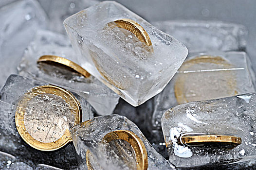 硬币,冰块,象征,冰冻