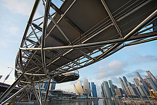 步行桥,河,螺旋,桥,新加坡城,新加坡