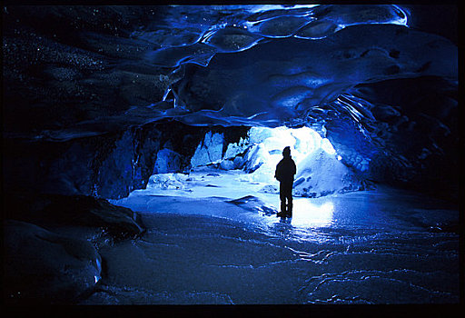 人,冰,洞穴,冰河,肯奈半岛,冬天