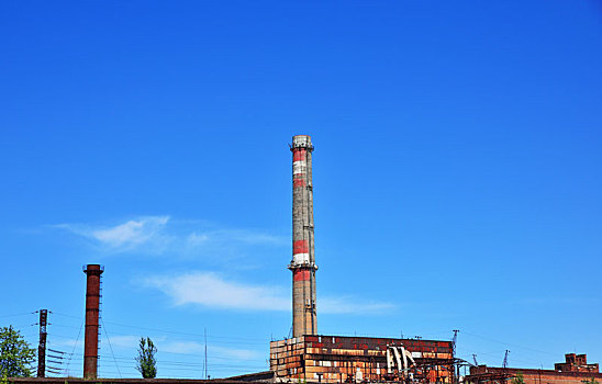 砖,管,工厂,蓝天