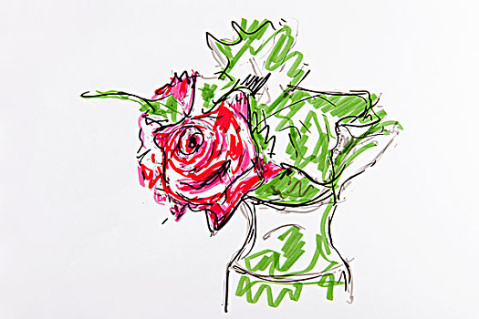 玫瑰,花瓶,绘画,艺术家