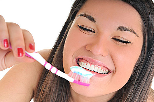女人,牙刷,牙齿,白人,微笑