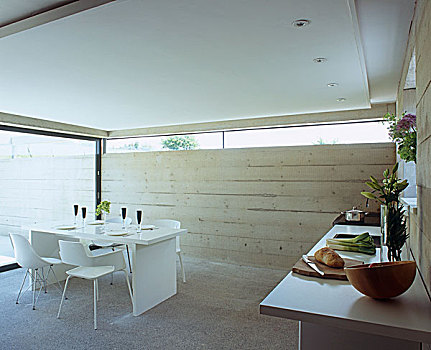 水泥,现代,白色,桌子,选择