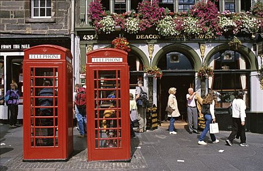 电话亭,正面,酒馆,爱丁堡,苏格兰