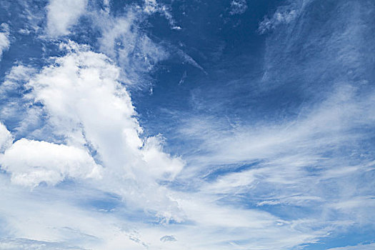 卷云,积云,鲜明,蓝天,不同,云,自然背景,照片