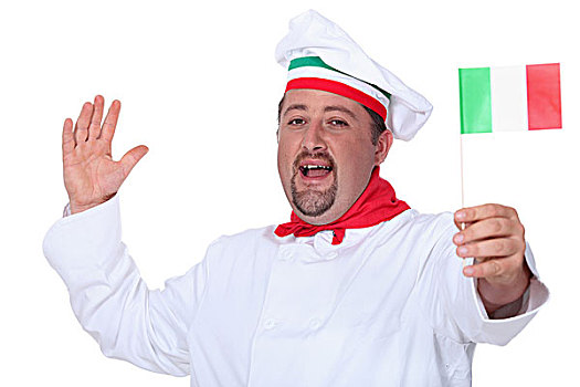 意大利人,厨师,摆动,旗帜