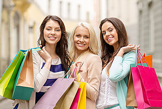 购物,销售,高兴,人,旅游,概念,美女,女孩,购物袋