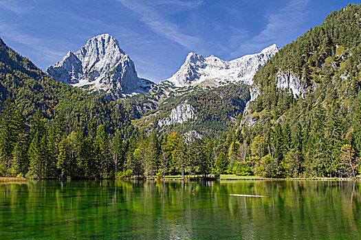 湖,正面,格罗塞尔,山,上奥地利州,奥地利,欧洲