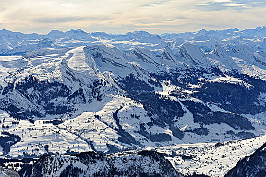 风景,山,山谷,滑雪,区域,瑞士,欧洲