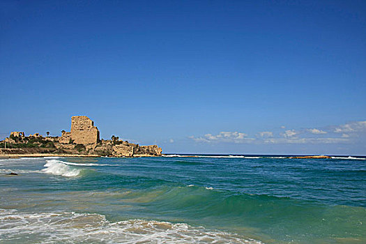 遗址,城堡,海岸,以色列