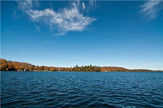 加拿大,湖,秋色,蓝天