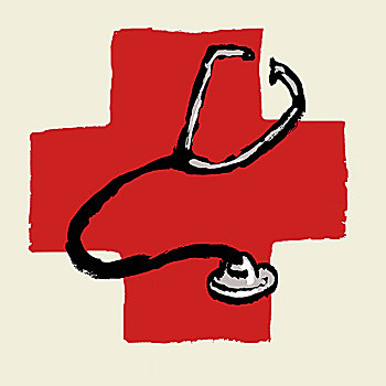 插画,图像,听诊器,国际,红十字