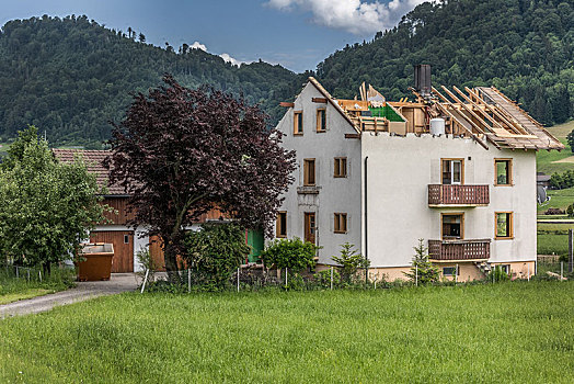 房子,毁坏,瑞士,欧洲