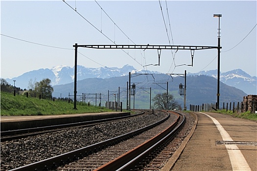 铁路,阿尔卑斯山,山,瑞士