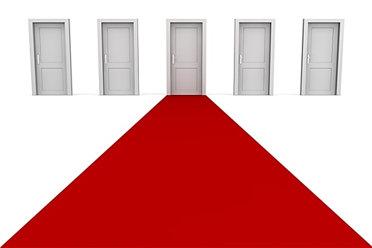 五个,门,红地毯,灰色