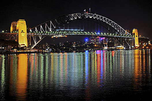 夜晚,悉尼海港大桥,悉尼,澳大利亚