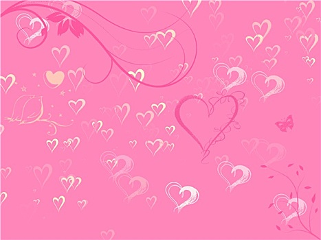 可爱,粉色,心形,情人节,背景