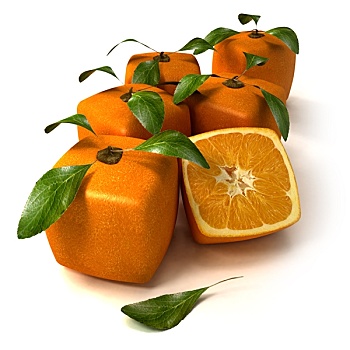 新鲜,立方体,橘子