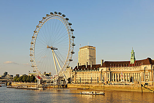 风景,上方,河,泰晤士河,仪表,高,伦敦,伦敦眼,千禧年,轮子,英格兰,英国,欧洲