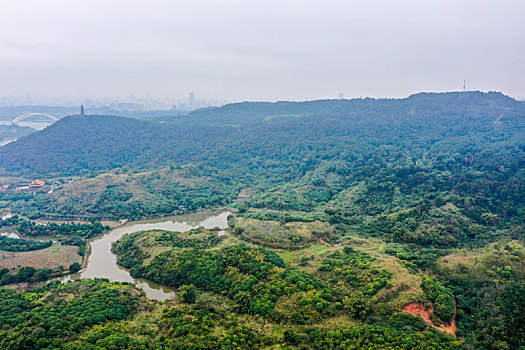 航拍广西南宁青秀山风景区