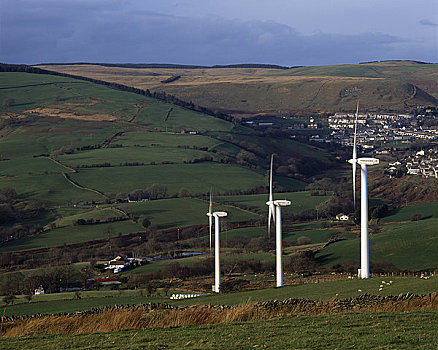 南威尔士,格拉摩根,三个,风轮机,风电场,靠近