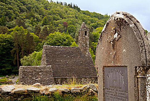 寺院,墓碑,墓地,格兰达洛,威克洛郡,爱尔兰