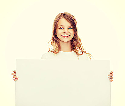 教育,留白,广告板,概念,微笑,小女孩,白板