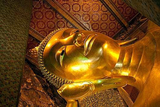 头部,卧佛,寺院,曼谷,泰国,亚洲