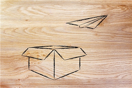 纸飞机,飞,我们,盒子