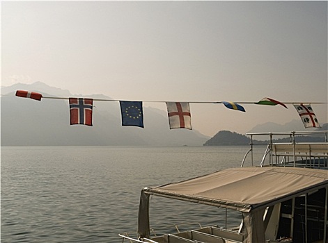 旗帜,摩托艇,科摩湖,意大利