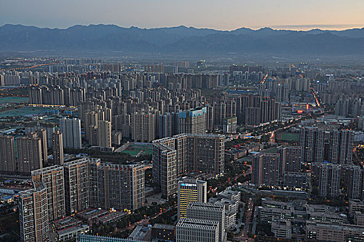 陕西西安城市全景夜景