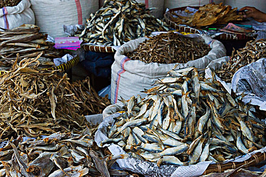 销售,干鱼,市场,曼德勒,缅甸,大幅,尺寸