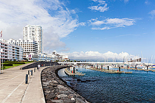 散步场所,码头,港口,岛屿,亚速尔群岛,葡萄牙